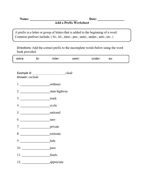 vocabulary worksheets prefix worksheets