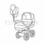Baby Stroller Drawing Carriage Pram Getdrawings Uncolored Vector Paintingvalley Colourbox sketch template