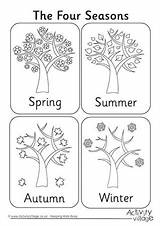 Seasons Four Colouring Spring Pages Kids Coloring Worksheets Printable Kindergarten Activities Season Year Activityvillage Autumn Activity Summer Trees Winter Preschool sketch template