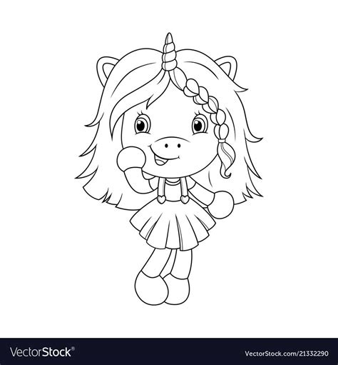 cute baby unicorn coloring page  girls vector illustration isolated