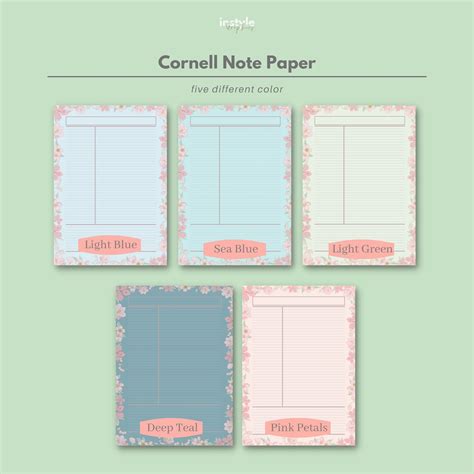 cornell paper cornell notes cornell note template etsy