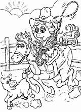 Coloring Cowgirl Cow Hut Down Funny Little sketch template