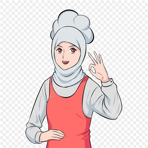 gambar apron kartun chef muslim muslim chef kartun png  psd