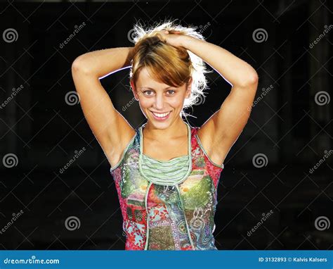 smiling adult girl stock image image  hends portrait