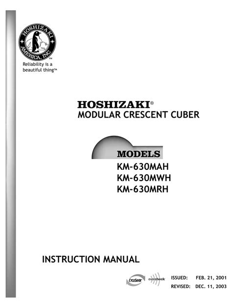 hoshizaki km mah instruction manual   manualslib