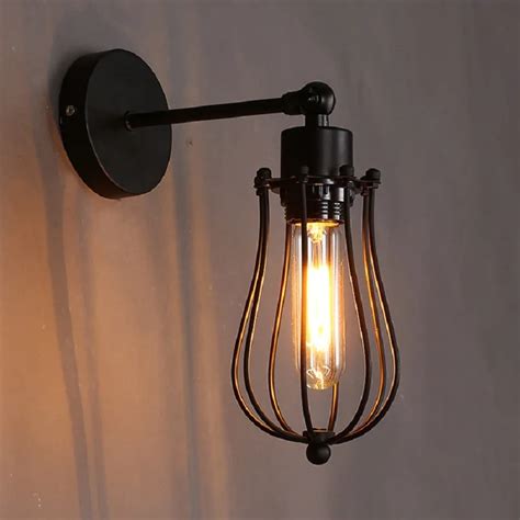 retro american loft industrial wall lamps vintage bedside wall mounted light metal lampshade