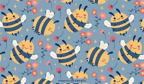 cute bee animal pattern design vector