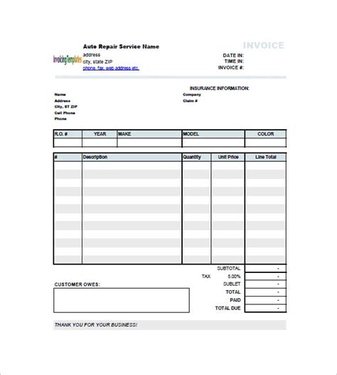 auto update invoice templates excel word  formats