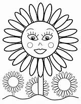 Sunflower Coloring Pages Printable Kids Color Flower Sun Print Sheets sketch template
