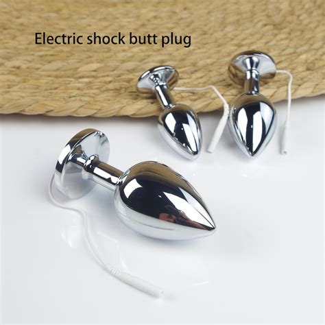 Large Jeweled Butt Plug Electric Shock Anal Vaginal Plug E Stim Device