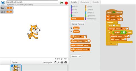 scratch tips  power  variables techwise academy