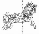 Coloring Horse Carousel Pages Jumping Animals Horses Flying Colouring Adult Show Color Printable Book Advanced Adults Carosel Animal Drawings Tattoos sketch template