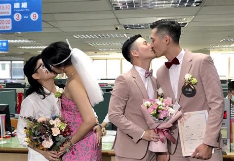 taiwan celebrates asia s first same sex marriages as