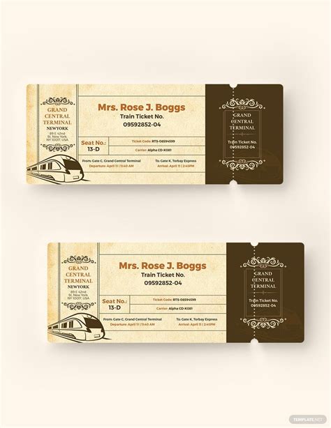 printable train ticket template   word illustrator