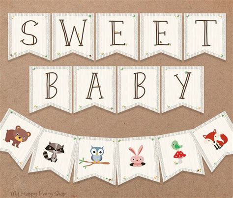 woodland baby shower banner sweet baby animals sign printable