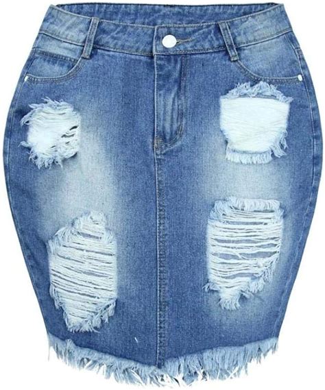 Women S Denim Skirt Jeans Mini Skirt Holes Che Summer Feast Clothing