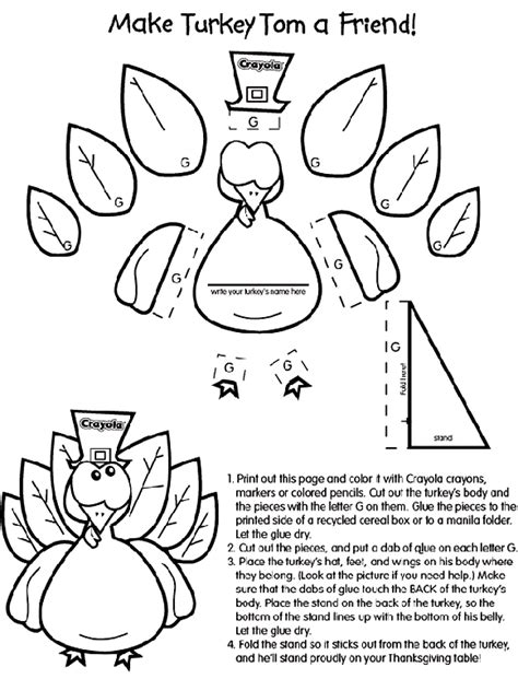 turkey craft  printable coloring page  kids crayolacom