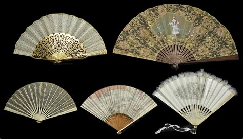 A Collection Of Five Fans Including An Early 19th Century Fan Decorated