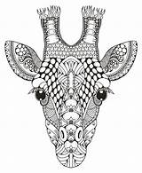 Giraffe Mandala Coloring Pages Zentangle sketch template