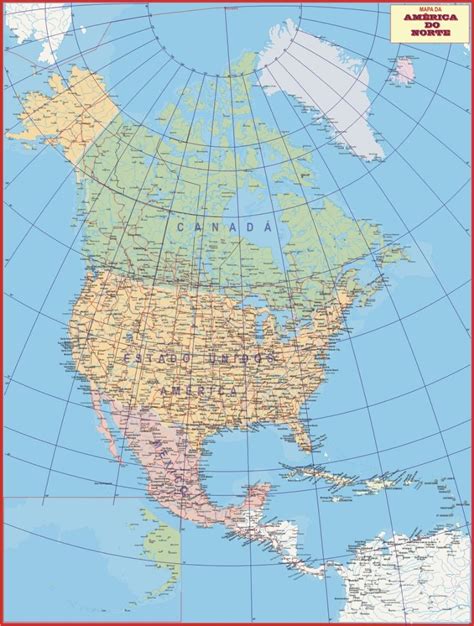 mapa da américa do norte político 89 x 117 cm frete grátis r 22 90