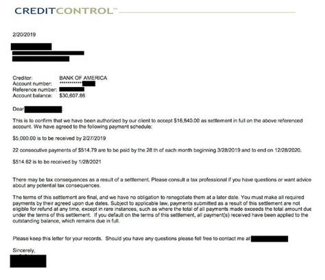 debt settlement letter samples  proof  works sunbeam financial