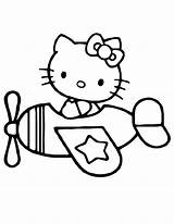 Coloring Airplane Pages Kitty Hello Clipart Kids Printable Cartoon Flying Color Airplanes Drawing Preschoolers Characters Plane Planes Cute Library Line sketch template