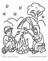 Camping Campfire Roasting Marshmallows sketch template