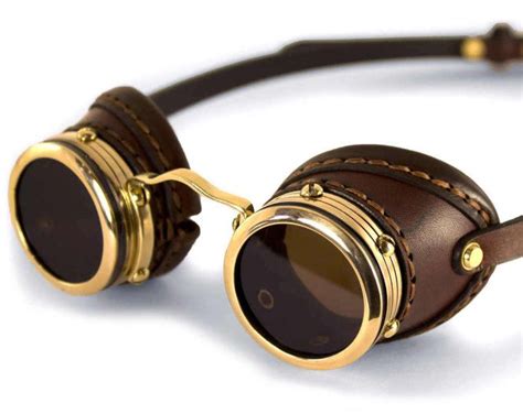 steampunk goggles brown leather polished brass engineer v 1 in 2020