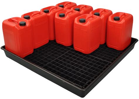 oil  chemical bunded drip tray sump spill pallet  removable grid ebay