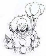 Coloring Scary Pages Creepy Clown sketch template