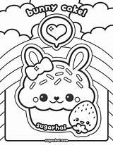 Cupcake Coloring Cute Pages Bunny Comments sketch template