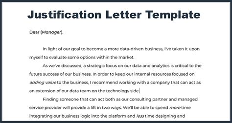 justification letter template  data project