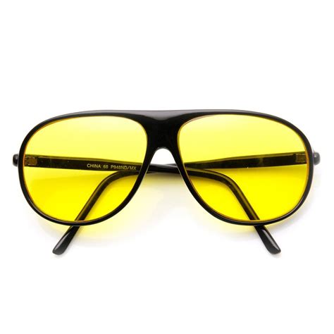 Yellow Tinted Driving Lens Retro Teardrop Plastic Aviator Sunglasses