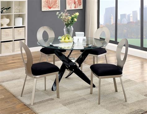 Aero Cm3169t Round Dining Table W Glass Top And Metal Frame