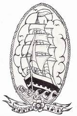 Outline Sailor Shipwreck Barco Masculinas Schiff Nautical Vorlagen Tätowierungen Nautische sketch template