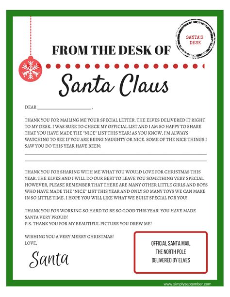 santa clause letter  shown  red  green