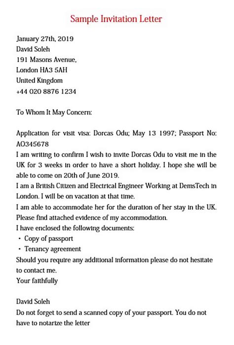 sample visa invitation letter lettering sample  invitation letter