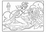 Prinses Kleurplaat Fiori Raccoglie Principessa Bloemen Princesse Cueille Coloriage Recoge Plukt Kleurplaten Educolor sketch template