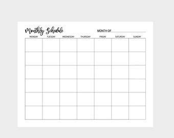 monthly planner printable  printable monthly planner etsy