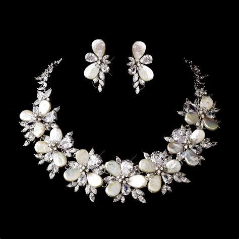 gorgeous cz pearl bridal necklace set elegant bridal hair accessories