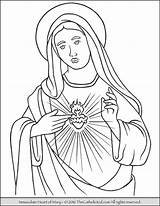 Mary Coloring Immaculate Heart Pages Virgin Jesus Assumption Sacred Printable Drawing Catholic Color Children May Mother Kids Lady Crowning Sheets sketch template