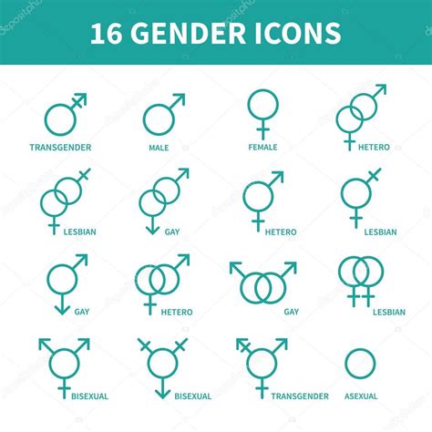 sexual orientation gender web icons symbol sign in flat style male and