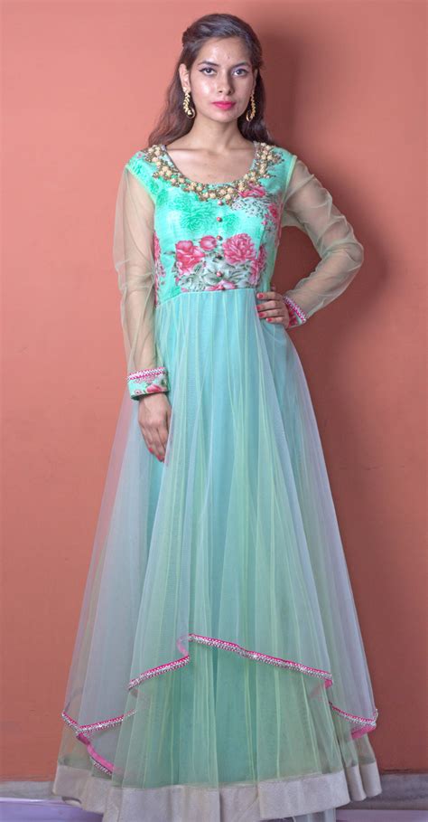 floral print detailing   outfit     fashion  mint green high  gown