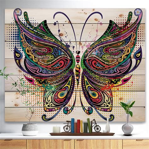 design art designart variegated butterfly abstract print  natural