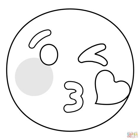 face blowing  kiss emoji coloring page  printable coloring pages