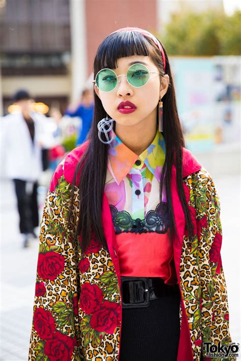 japanese fashion student  vintage mixed prints street style  bubbles tokyo vivienne