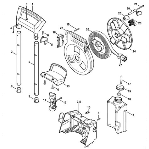 stihl    pressure washer    parts diagram handle frame