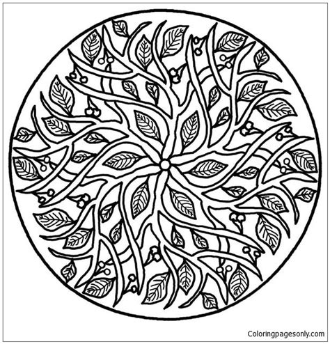 leaf mandala sheet coloring pages