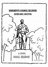 Monumento Belgrano Día Dedicado Festivo Rl Feriado Conmemoración sketch template