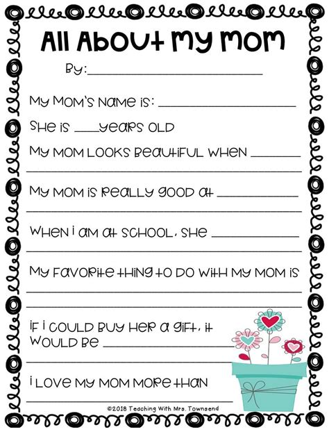 standard mothers day questionnaire preschool  ideas happy mother